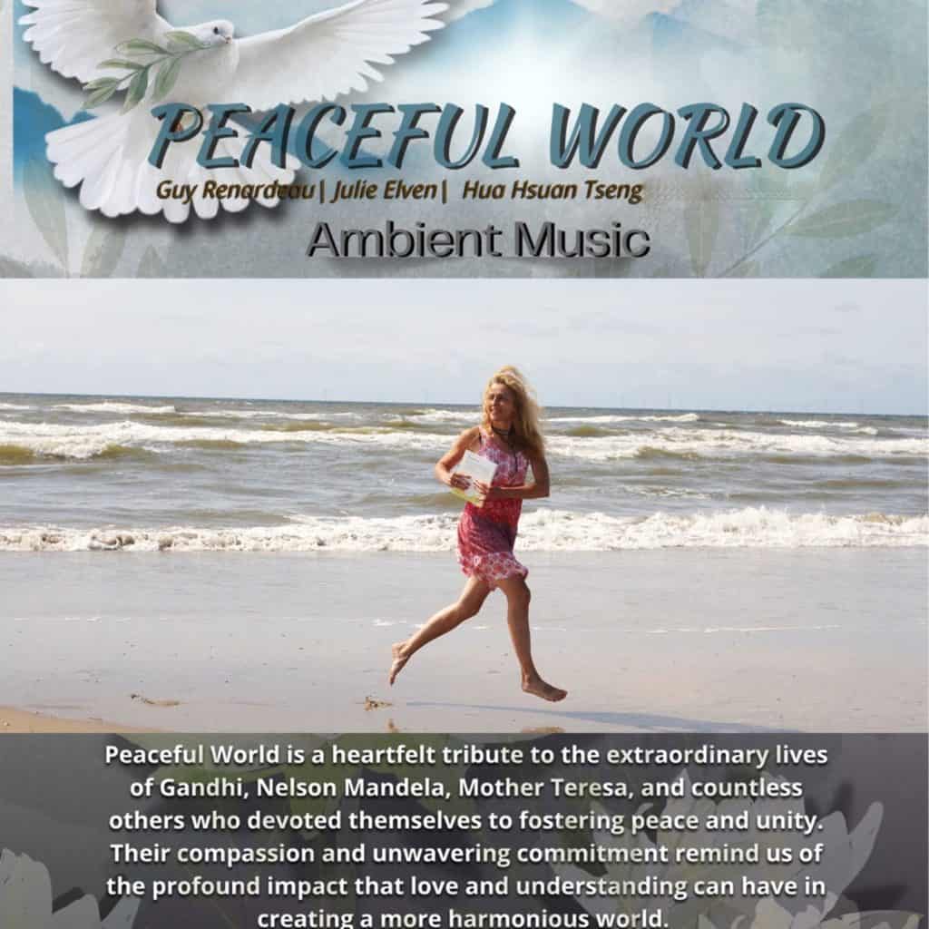 Cover artwork for "Peaceful World (feat. Julie Elven) by Guy Renardeau.