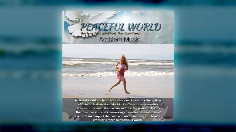 Blog post artwork for "Peaceful World (feat. Julie Elven) by Guy Renardeau.