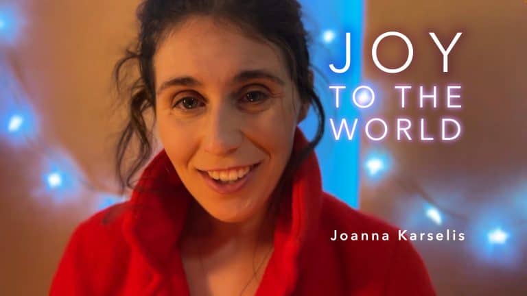 Artwork for Joanna Karselis's video for her version of the popular hymn "Joy to the World".